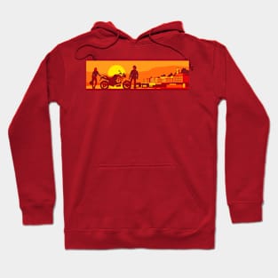 Motorcycle and couple at sunset Hoodie